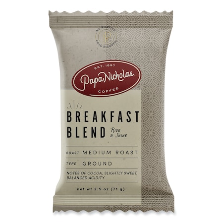 Papanicholas Coffee Coffee, Breakfast Blend, Breakfast Blend, Fraction Pack, Regular, Coffee, 2.5 oz, 18 PK 25184